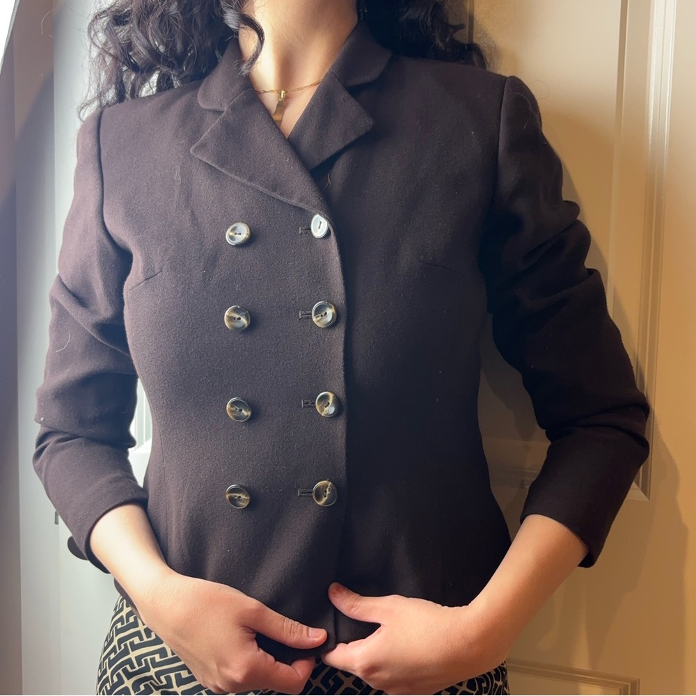 Kasper Brown Blazer Tailored Double-Breasted